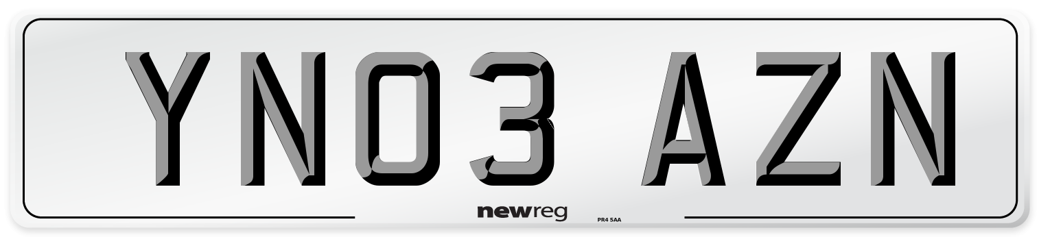 YN03 AZN Number Plate from New Reg